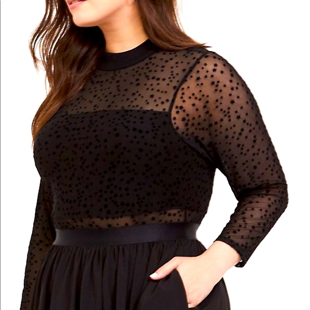 Torrid Black Mesh Flocked Dress With Stars